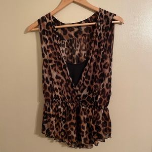 Flowy cheetah print tank blouse